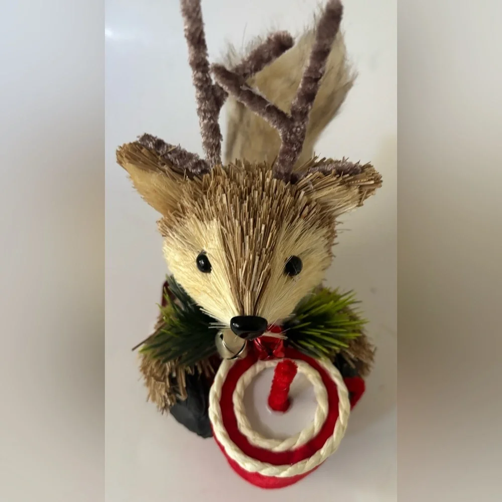 naturally decorative animals fox with a holiday drink NEW NWT Christmas festive